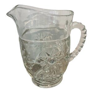 Vtg  Anchor Hocking Star of David Collection Clear Glass Starburst Pattern Pitch